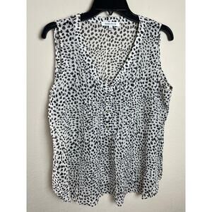 Rose + Olive | Women's L Leopard Print Pintuck Sleeveless Top